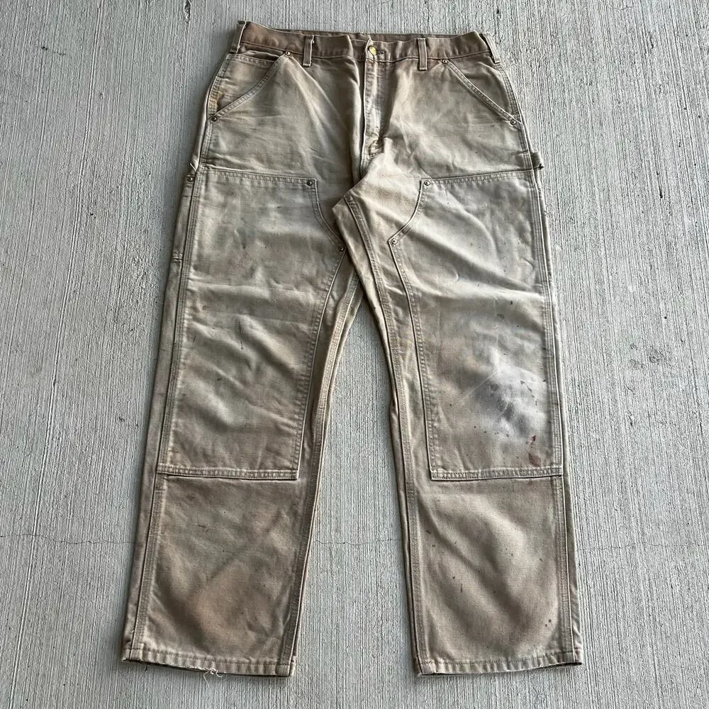 Carhartt B01 BRN faded brown double knee work wear carpenter pants